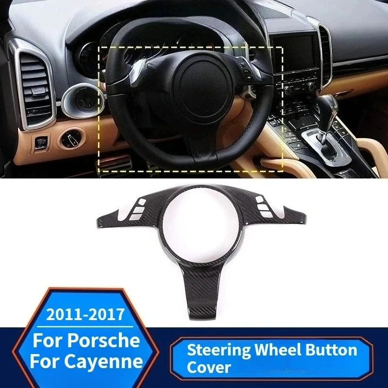 

For Porsche Cayenne Real Dry Carbon Fiber 2011-2017 Interior Steering Wheel Button Trim Cover Panel Modification Accessories