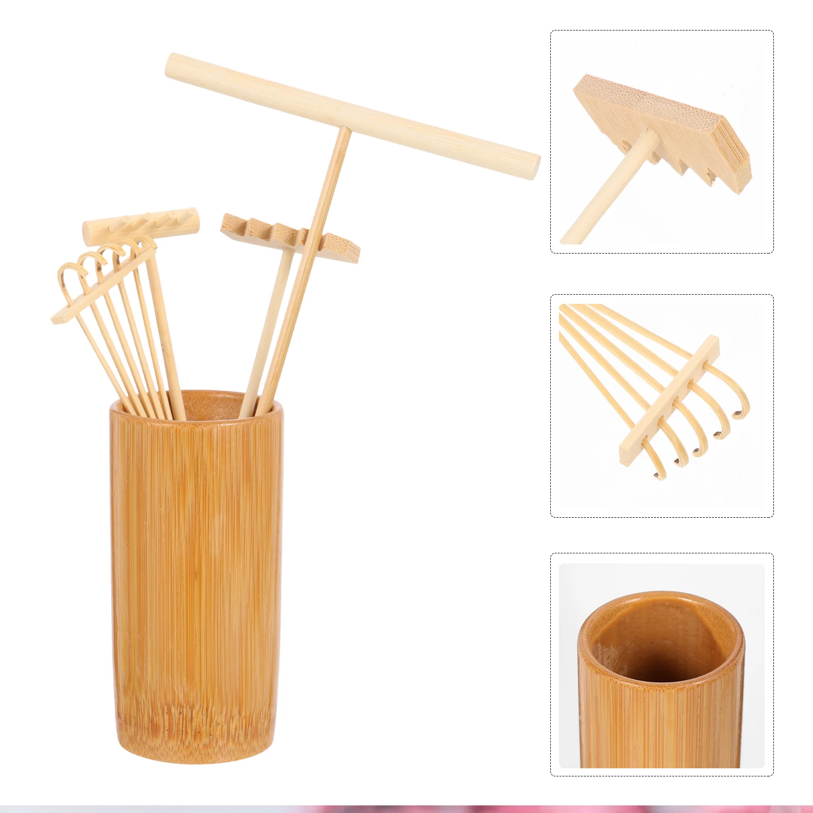 Decor Dry Mountain Rake Set Handicrafts Scene Layout Props Small Wood Bamboo Micro Landscape Smoothing Tools Office