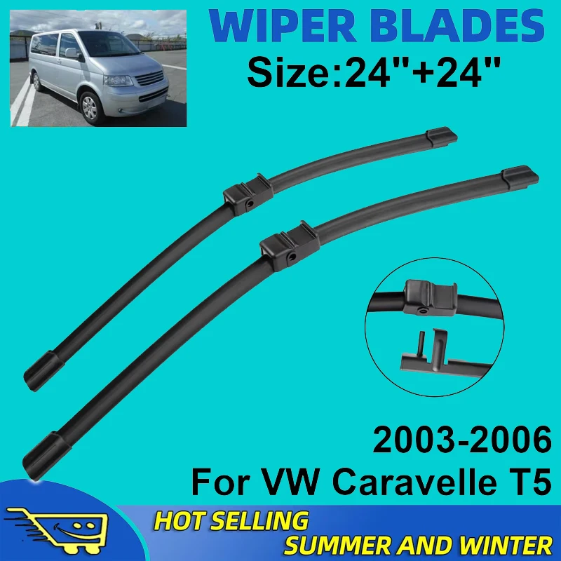 

2PCS Wiper Blades Set Kit For VW Caravelle T5 2003-2006 2004 2005 Front Windshield Brushes Windscreen Window Accessories