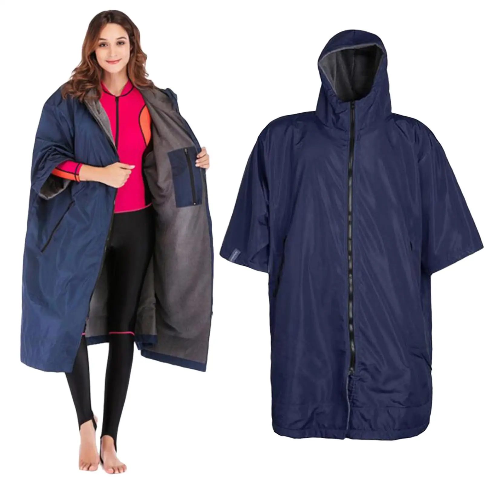 Waterproof Surf Changing Robe Adults Beach  Change Robe Coat Windbreaker Fleece Lining Jacket Poncho Cloak