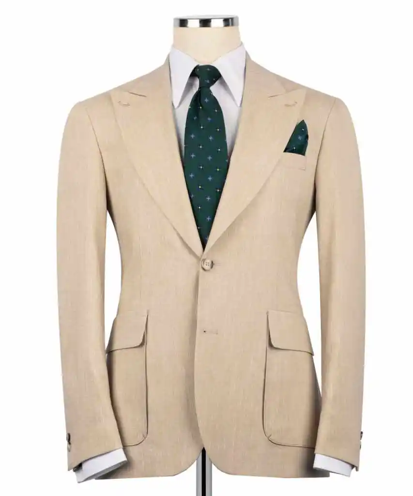 Classic Single Breasted Notch Lapel Men's Linen Blazer with Patch Pockets Multicolor Summer Casual Suit Jacket CustomizedM263972