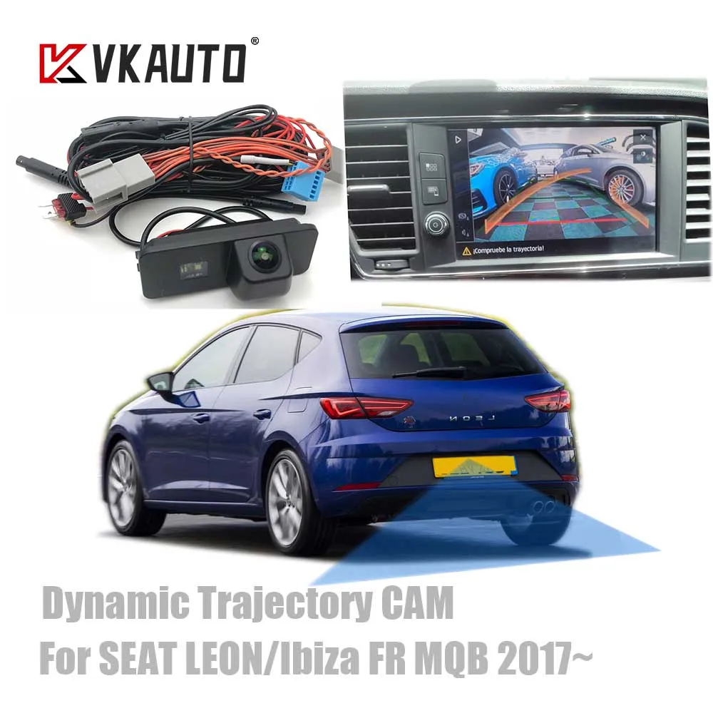 VKAUTO Canbus dynamiczna kamera trajektorii dla SEAT LEON/Ibiza FR CUPRA MQB 2016 ~ 2021 kamera cofania działa z MIB