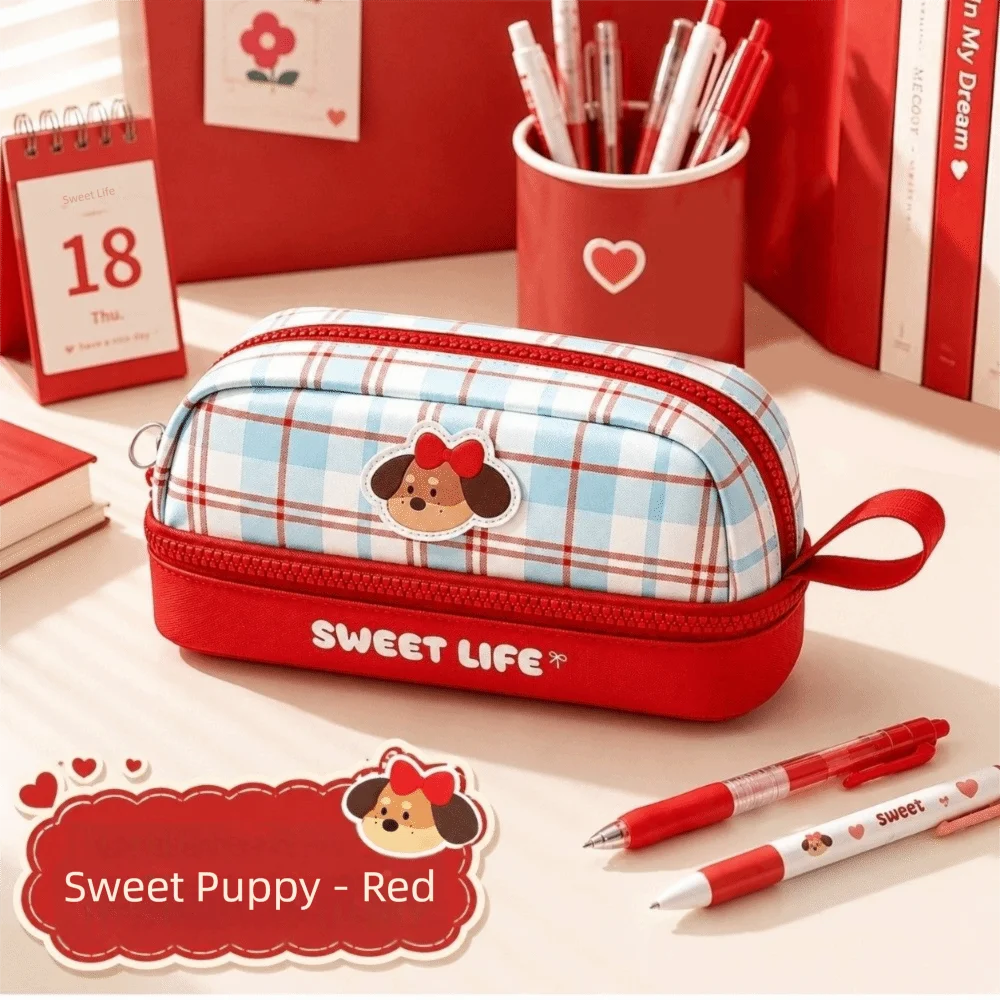 Cute Style Large Capacity Pencil Case Puppy Cartoon Dog Pencil Bag INS Cute Stationery Bag Middle School