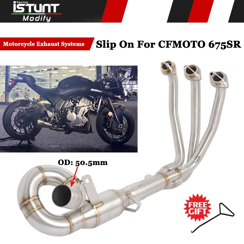 

Slip On For CFMOTO 675SR NK675 675 SR CF675SR 2024 2025 Motorcycle Exhaust Escape Front Link Pipe 360 Connection 51mm Muffler
