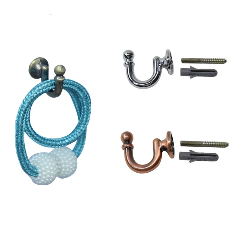 Sunshida 6Pack plated Nickel  Quality Metal Hooks Curtain Tiebacks Holdbacks Wall Hooks Clothes Hangers Can Mixed Color Orders