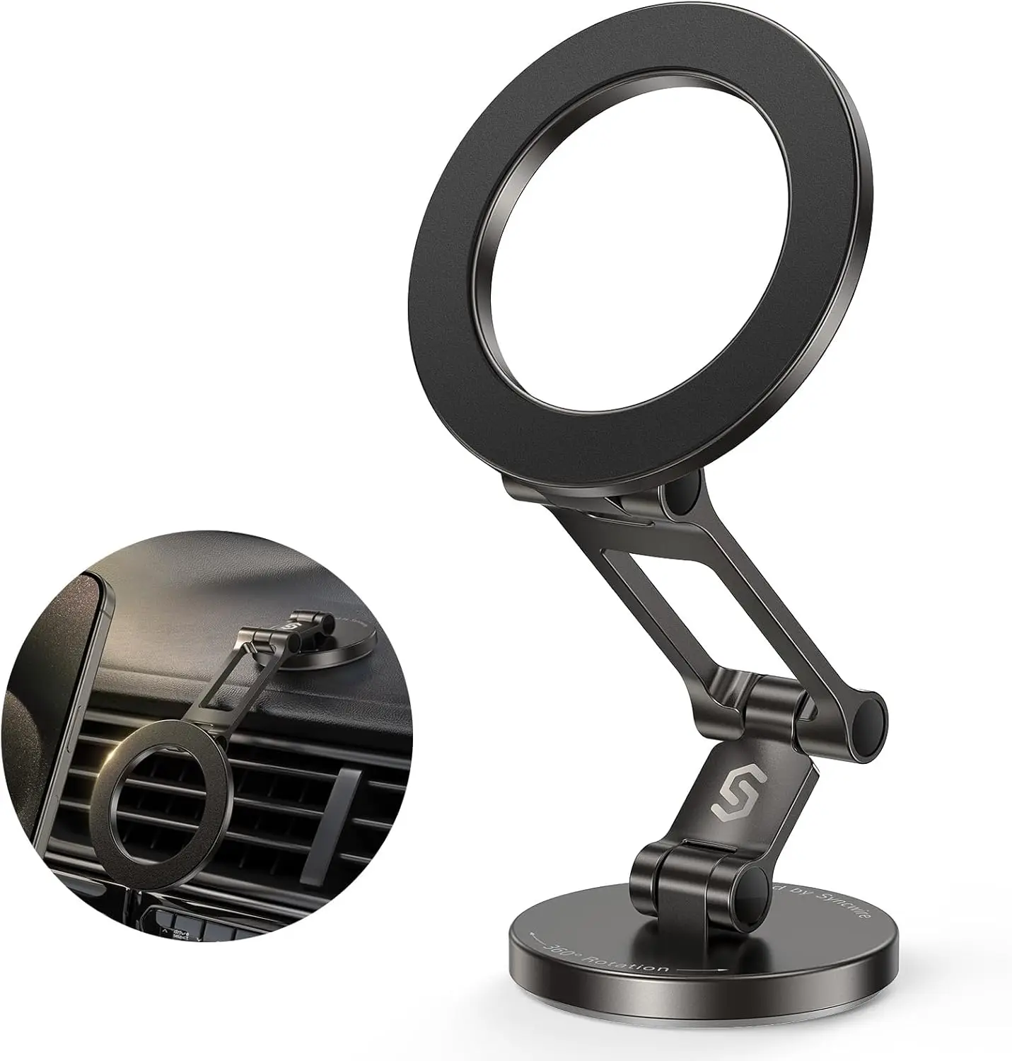 

Magnetic Car Phone Mount for iPhone 17/16/15/14 Pro Max, 360° Rotation & Strong Magnets, All-Metal Design