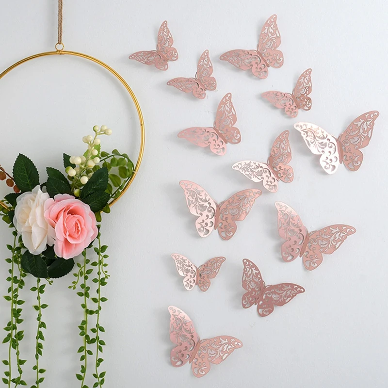 72 Pcs Wall Stickers House Decor 3D Butterfly Wall Decor For Crafts,3 Sizes 3 Colors 2 Styles