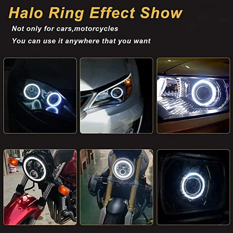 AYJERY 1 Piece 9-30V DC COB Angel Eyes 70MM Auto Halo Rings 60MM 80MM 90MM 100MM 110MM 120MM Headlight Angel Rings Motorcycle