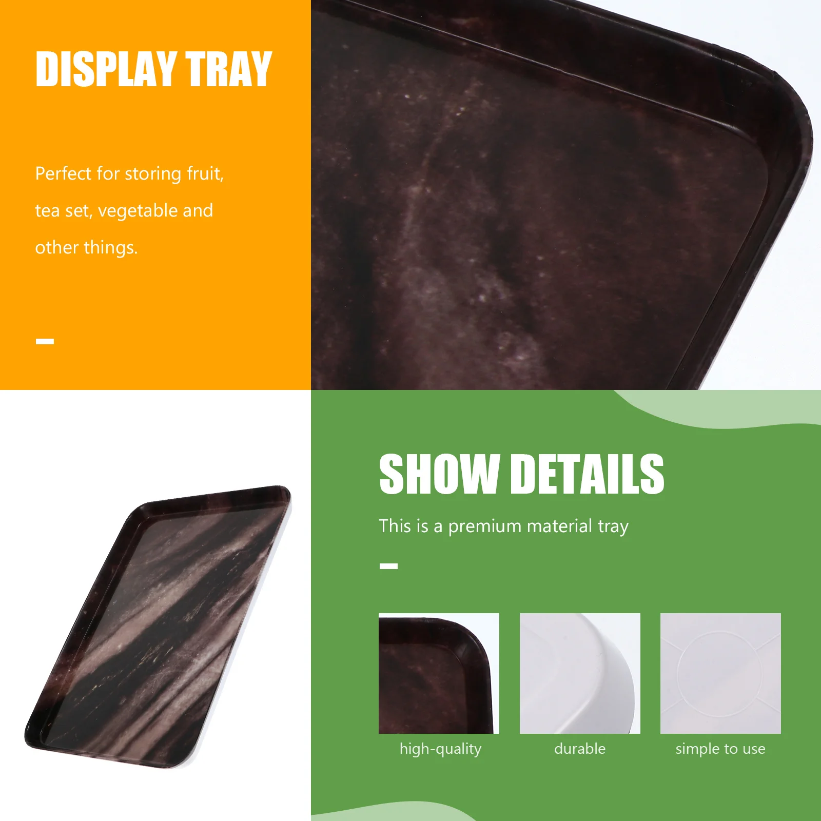 

1Pcs Marble Pattern Rectangular Bread Tray Simple Fruit Holder for Home Kitchen Snack Dessert Rectangular Bread Tray