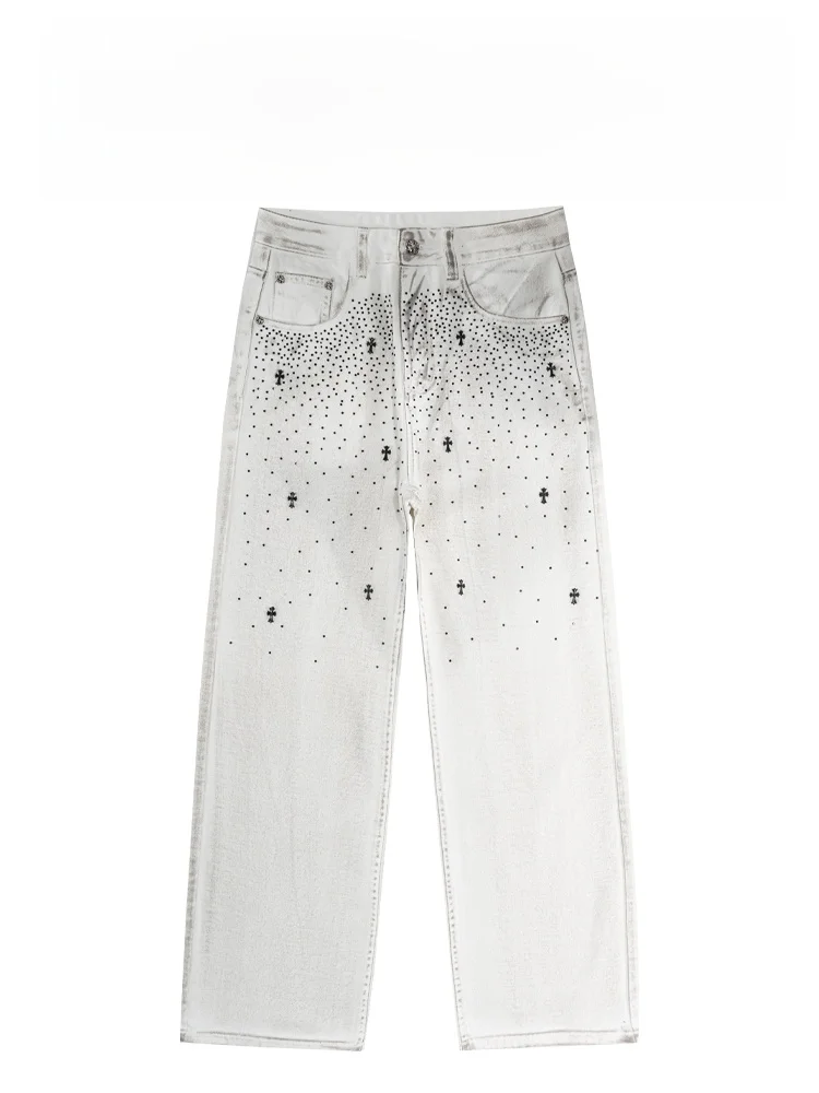 

Мужские прямые джинсы BaibaoLiY из хлопкового денима, повседневные, модные, городские, с геометрическим узором, не требующие глажки, комфортная посадка