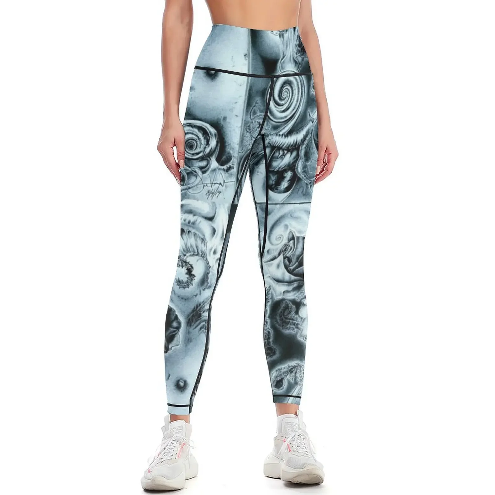 

Ballpoint black rose scribbles Leggings for physical gym sportswear woman Women's pants joggers for Womens Leggings