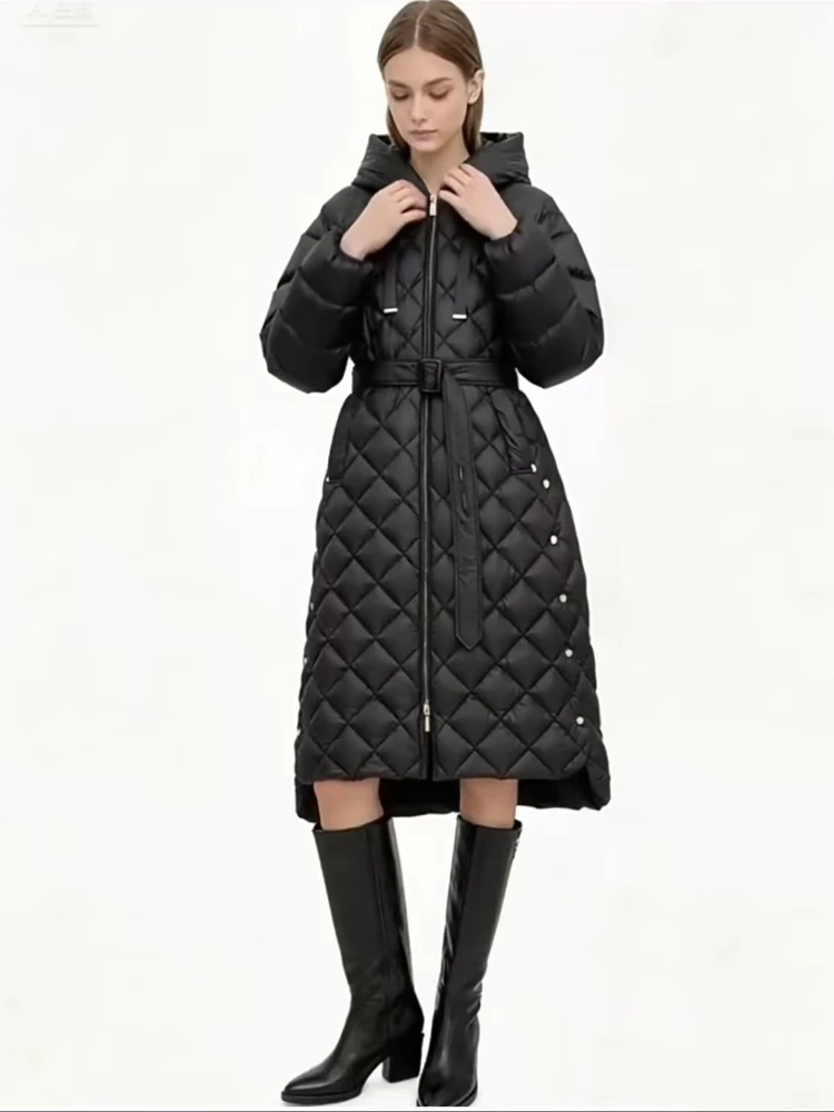 الدانتيل متابعة الخصر مقنعين منقوشة طويلة أسفل معطف للنساء ملابس خارجية جديدة خفيفة الوزن مبطن الستر الكورية شعبية الملابس النسائية