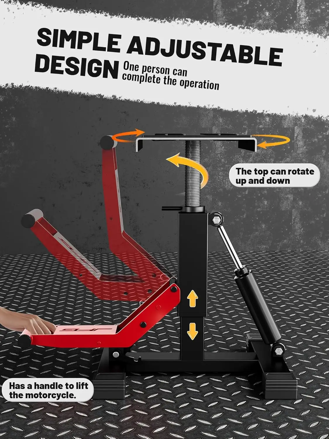 حامل رفع للدراجات النارية عالي التحمل، سعة 1000 رطل، ارتفاع قابل للتعديل لإصلاح وصيانة الدراجة الترابية