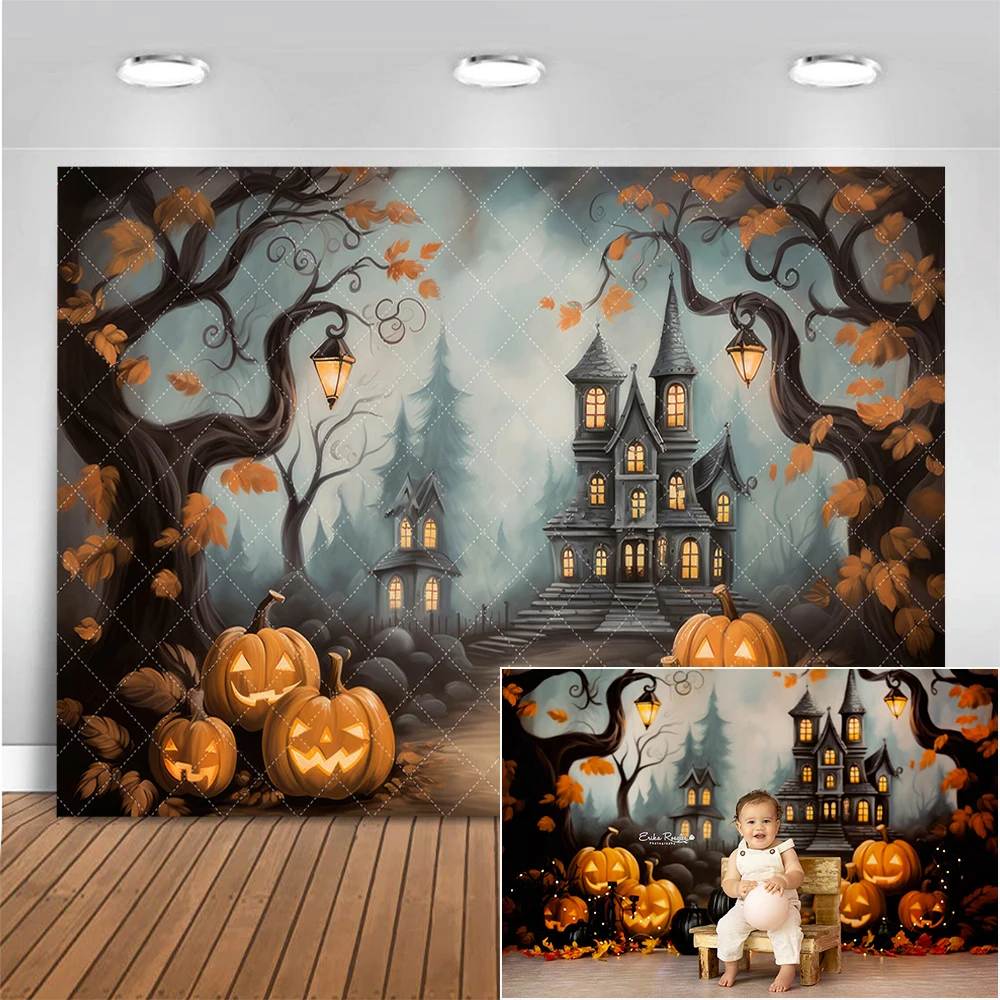 

Halloween Party Photo Background Kids Family Portrait Photography Backdrop Haunted Mansion Castle Photo Studio Props