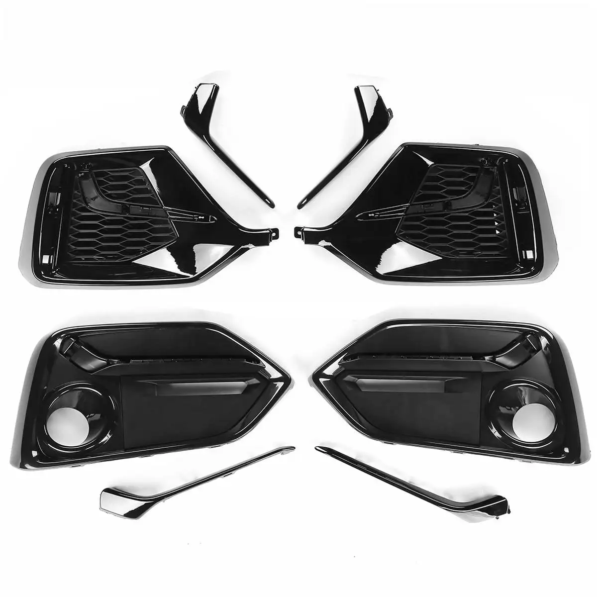 4pcs Car Front+Rear Bumper Fog Light Grille Cover Cap For Honda Civic 5 Door FK4 FK7 Hatchback 2016-2021 Fog Lamp Hoods Grill