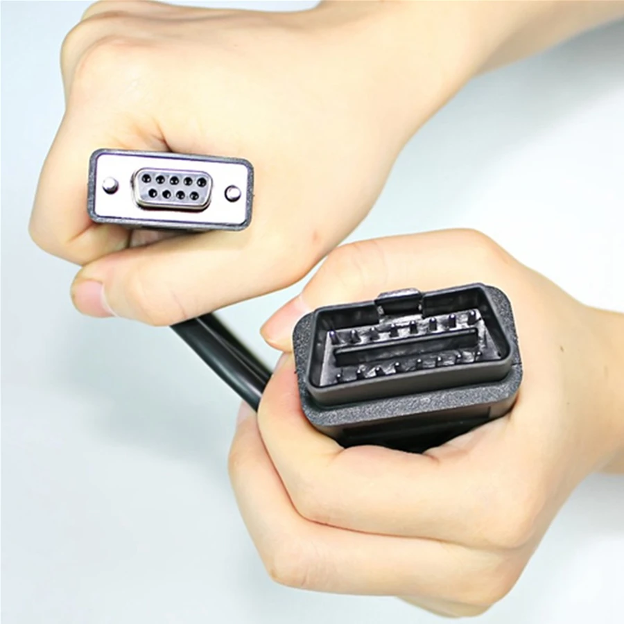 New OBD2 16Pin To DB9 RS232 Serial Port Extension Line Male 16 Pin DB 9pin Obd2 Connector 9 Pin Female Car Obd 2 Cable Adapter