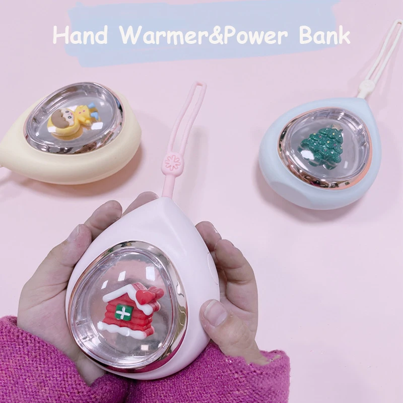 Mini Water Drop Power Bank Portable Cartoon Hand Warmer Winter Hand Warmer Christmas Gift Christmas Decoration Warm Products