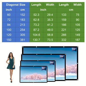 Light -free free -free, front, front and rear house portable screen, projection curtain screen, 16: 9, 60, 72, 100, 120, 150 inch 10 Main Sales Projection Screen - №5