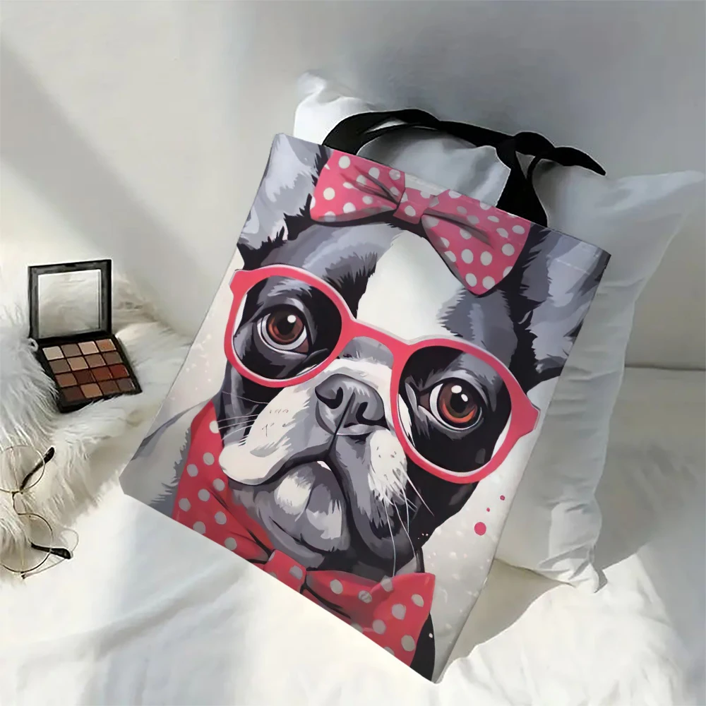 Cute French Bulldog Printed Shoulder Bag, Women\'s Versatile Storage Handbag, Shopping & Commuting Bag