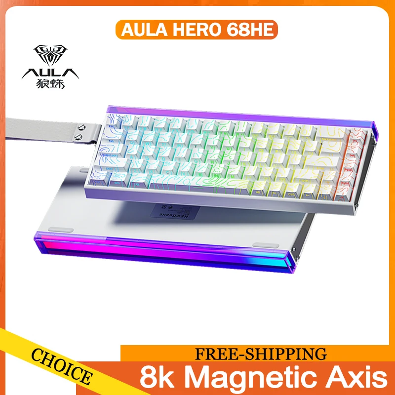 

AULA HERO 68HE Magnetic Axis Keyboard 8k Return Rate Rt0.01 High Performance Rgb Wired Customized Magnetic Axis Keyboard Gamer