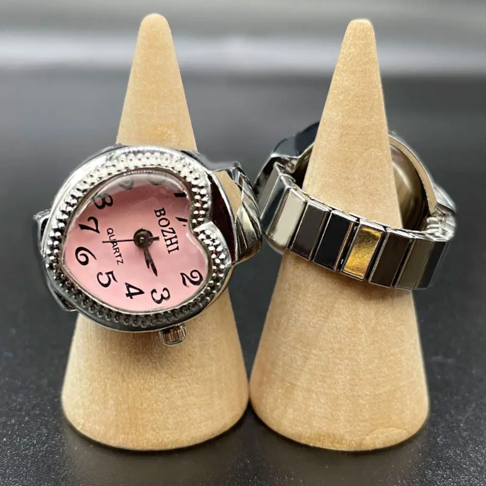 Hip Hop Vintage Rings Jewelry Clock Punk Heart Shape Roman Quartz Watch Retro Creative Finger Watch Ring Women