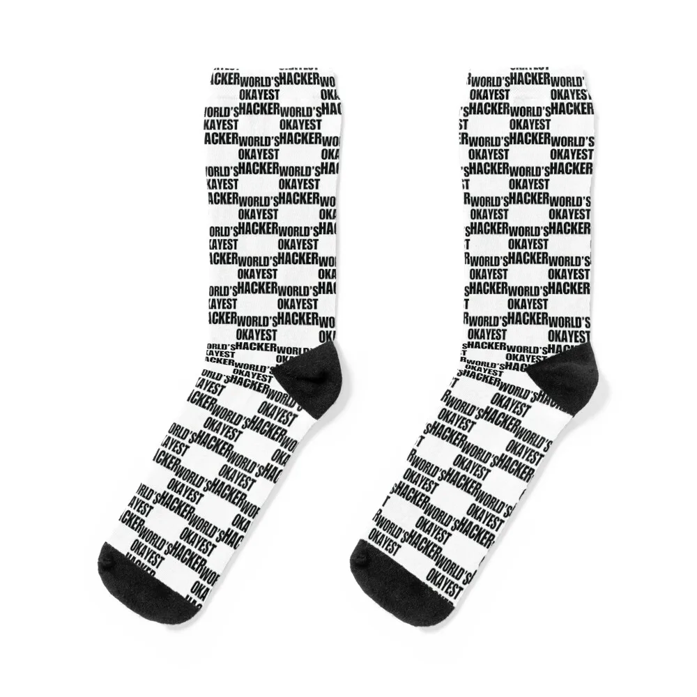 

Funny World_amp_39_s Okayest Hacker Gift For Computer Nerds Coffee Mug Socks hiphop gym sheer new year Boy Socks Women's