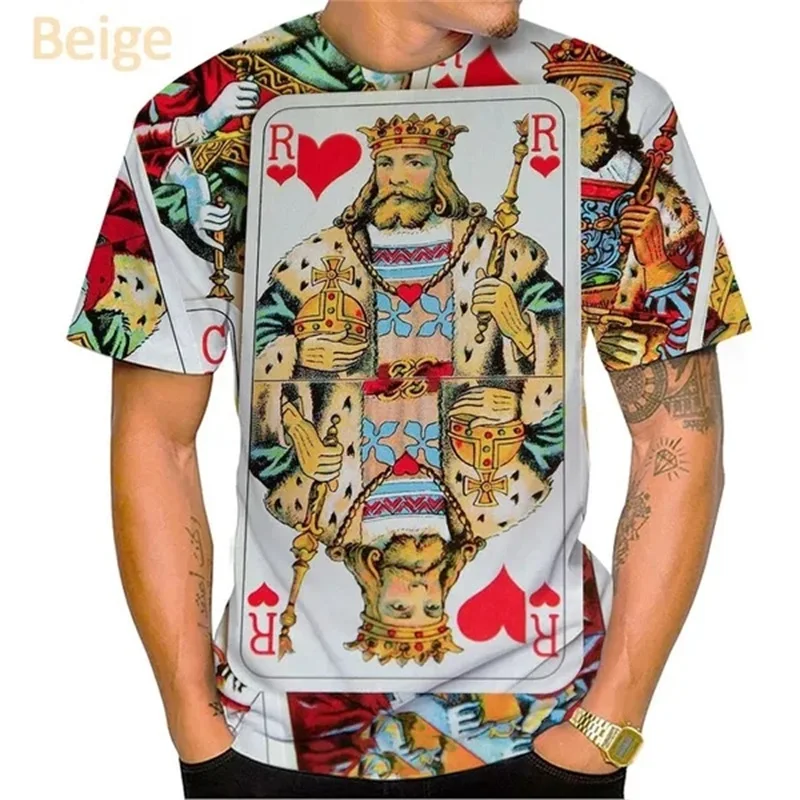 3D Print Playing Cards Poker T Shirts For Men Women Funny Playing Cards Tee Tops Personality Casual Short Sleeves Hip Hop Tshirt