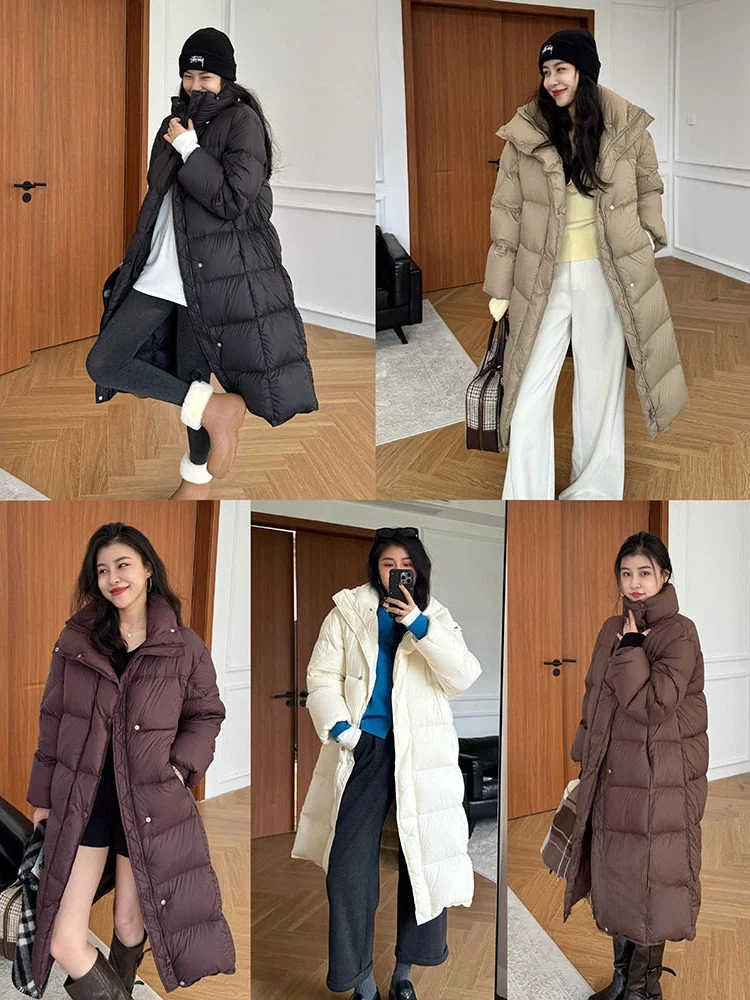 

Высококачественный теплый повседневный универсальный пуховик средней длины Zhaang a Xing Cloud Feather белого цвета