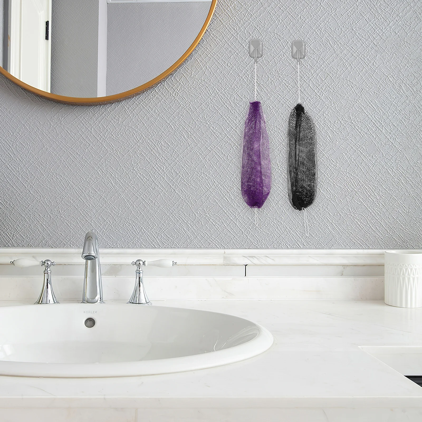 

3pcs African Net Sponge Elastic Exfoliating Wash Cloth Body Scrubber For Shower Bath Back Cleaning Tool - Bathing Rags For