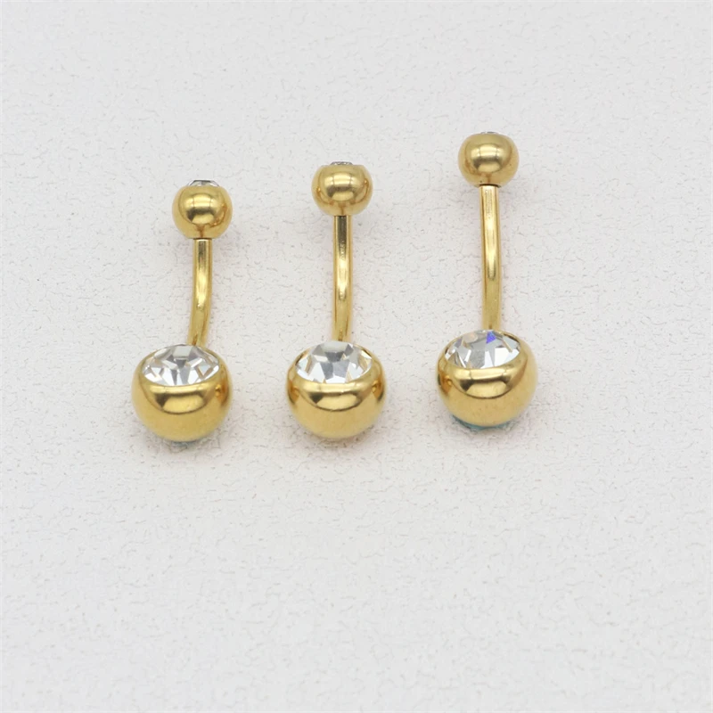 

60pcs Double Clear Gem Curved Belly Bar Navel Ring Fashion Body Piercing Jewelry 10mm 12mm 14mm Women Jewelry Surgical Steel