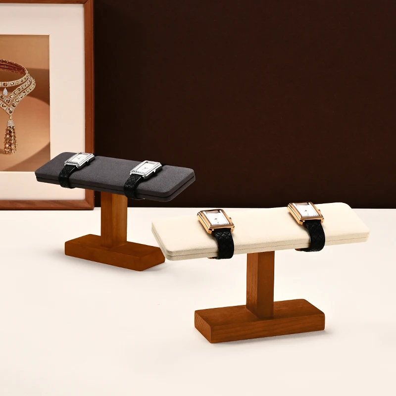 Oirlv Wooden Watch Holder Jewelry Stand T-shape Jeweler Display Stand Solid Wood Jewelry Stand For Watch Display Ring Organizer