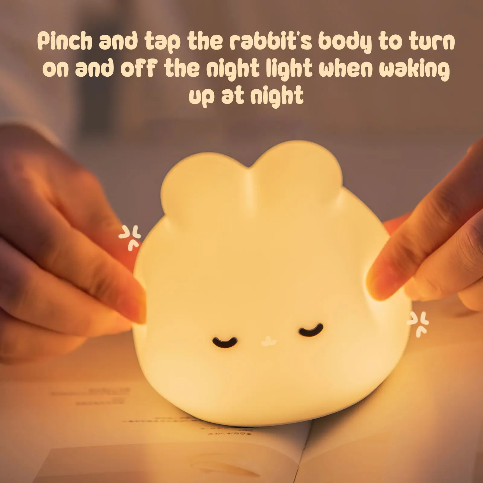Led Silicone Night Light 3 Levels Adjustable USB Bedroom Bedside Cute Rabbit Lamp With Timing Function Night Lamp For Kids ​Gift