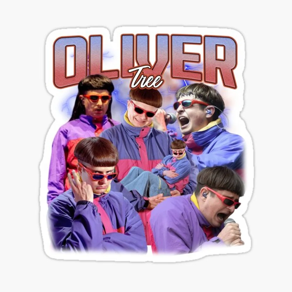 Vintage Oliver-Tree Bootleg Graphic Sticker for Laptop Decor Bedroom Car Cute Cartoon Art Fashionable Public Suitcase