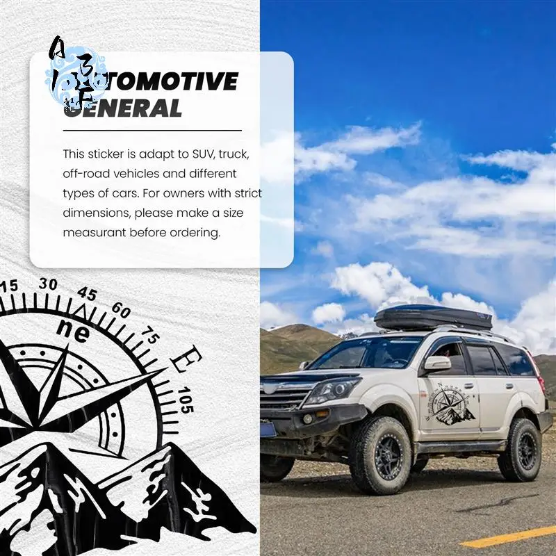 

A13F-1Pcs Car Off-Road SUV Side Body Sticker Compass Mountain Decals Sticker For SUV Off-Road Jeep Waterproof Ford