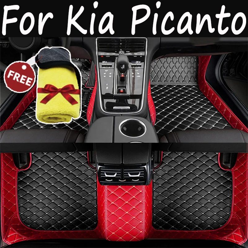 Leather Car Floor Mats For Kia Picanto Morning Grand Eko Taxi JA 2012~2017 5door Anti-dirty Car Mat Tapete Carro Car Accessories