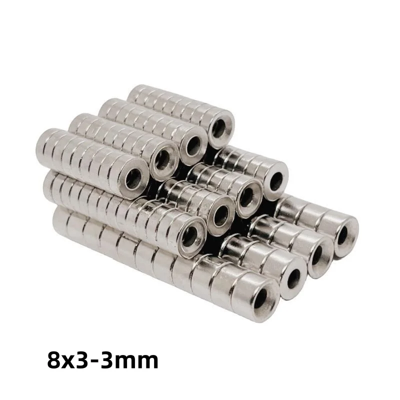 8x3-3mm Strong Magnet 8*3 mm Hole 3mm Round Magnets 8*3-3 mm For Home Refrigerators, Offices DIY 8x3-3mm