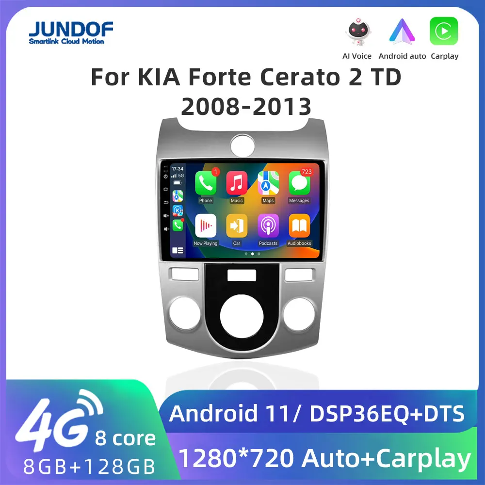 

Автомагнитола Jundof, 2 Din, Android, мультимедийный видеоплеер, навигация GPS для Kia forte Cerato 2 TD 2008-2013 4G Carplay, головное устройство