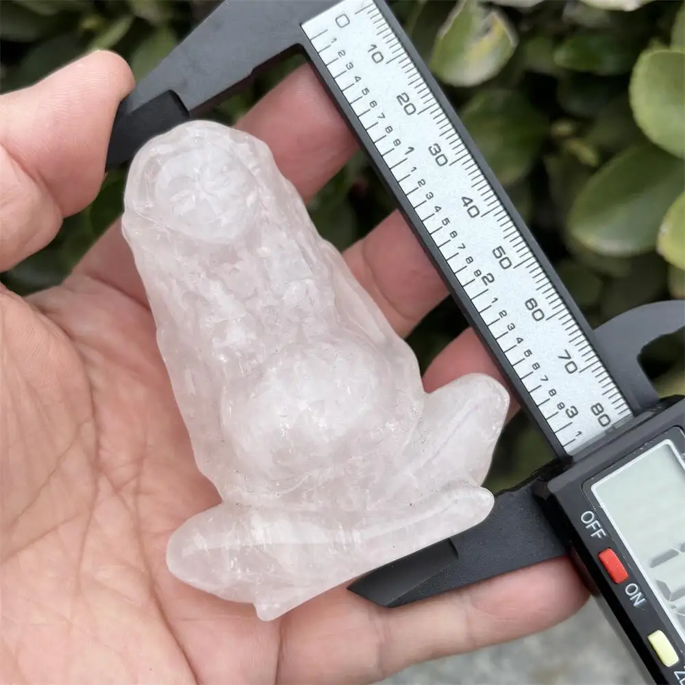 Natural 8cm Rose Quartz Gaea Earth Goddess Carving Polished Healing Figurine - Home Decor Craft Gift