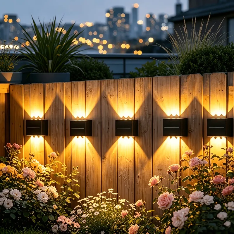 Solar Wall Lights Outdoor Fence Lights Waterproof LED Solar Light Up Down Luminous for Porch Garden Patio Deck House Yard Decor