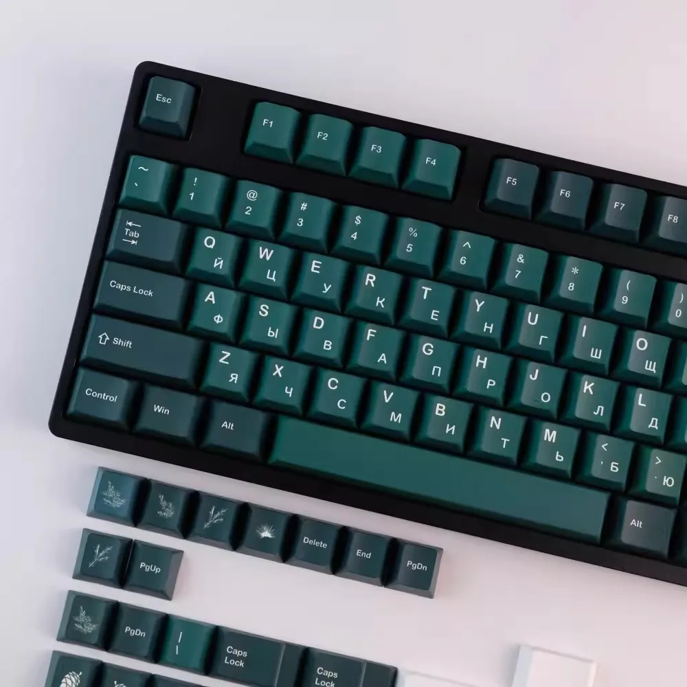 Imagem -02 - Teclado Gmk-tsubasa Keycaps Pbt Sublimação de Tintura Cap Russo Perfil Cereja Keycap Verde para Teclado Mecânico Interruptor mx Conjunto