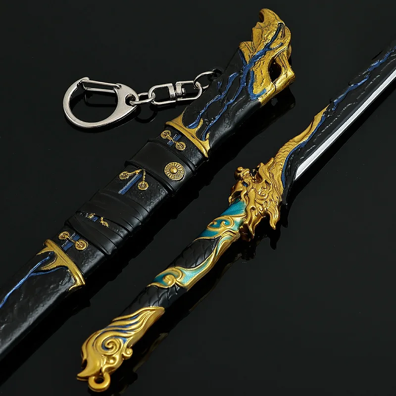 28 cm Naraka Bladepoint arme noir or ancien couteau périphérie arme modèle alliage ornement Collection cadeaux d'anniversaire jouets garçons