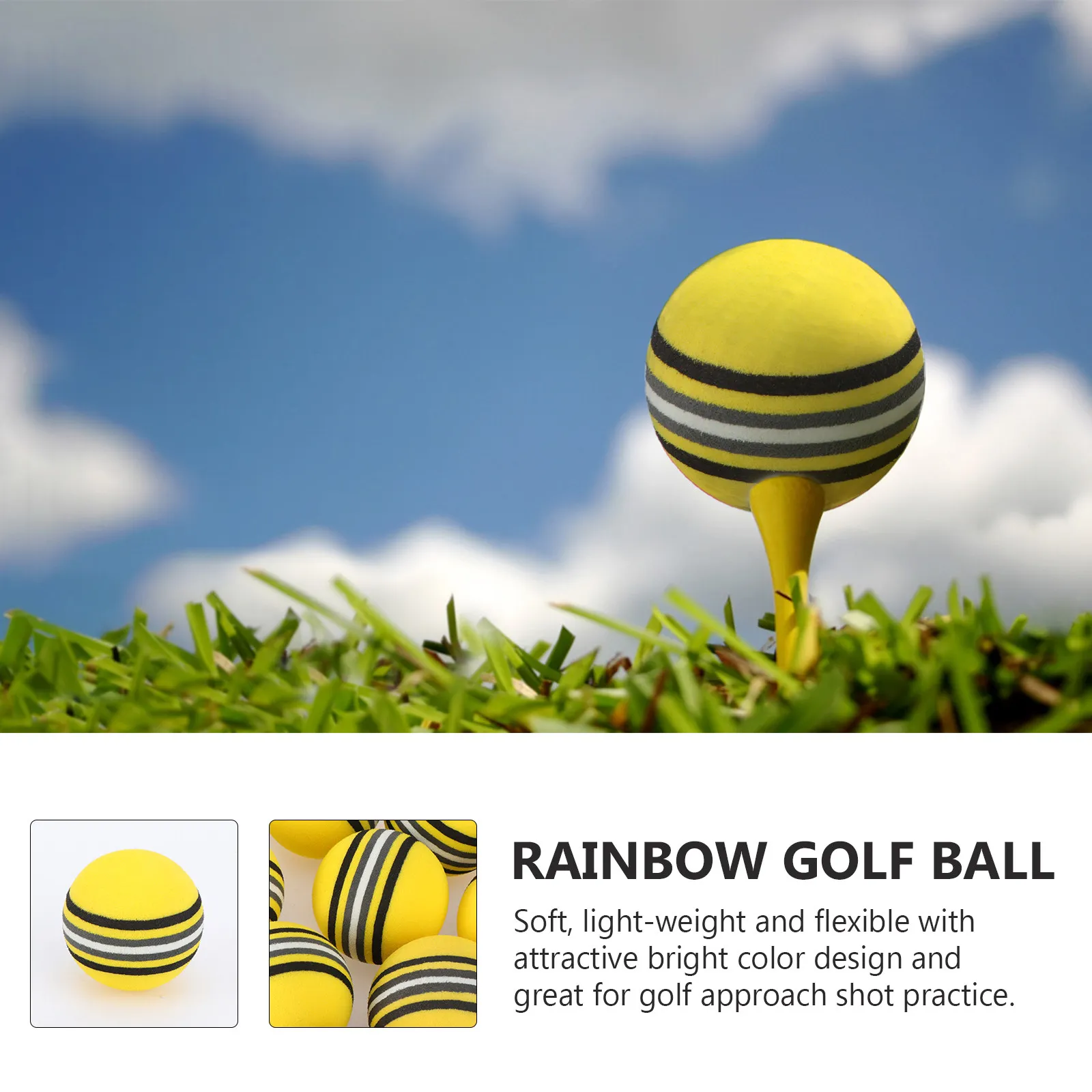 25Pcs Eva Golf Rainbow Balls Soft Lightweight Sponge Practice Balls Indoor Training Aid Perfect Approach Shot Bright