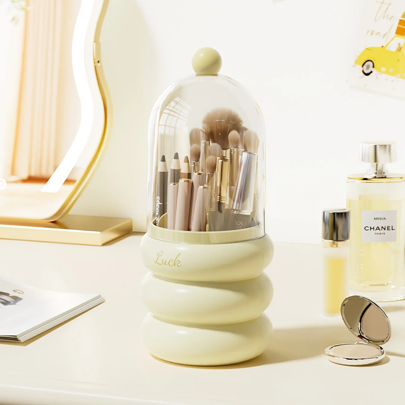 Boîte de rangement multifonctionnelle pour brosses cosmétiques, 1 pièce, conteneur de rangement de maquillage anti-poussière