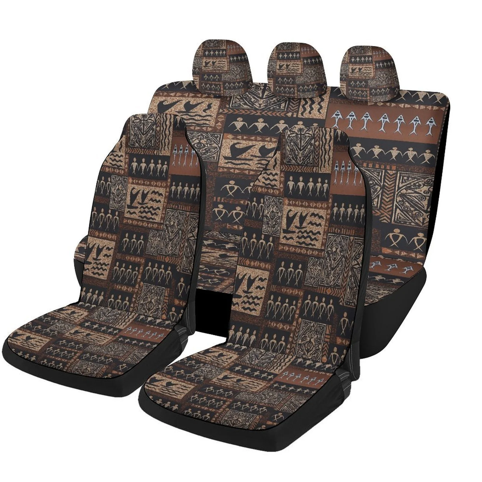 Tribal Patterns Themed Car Seat Cover Set For Most Cars, Trendy High-quality Car Seat Protector Covers Full Set, Car Seat Cover