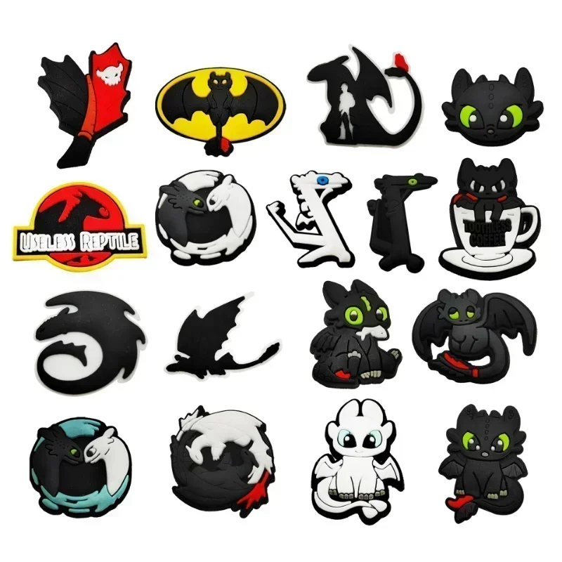 

16pcs/set How To Anime Train Your Dragon Collection Shoe for Sandals Diy Anime Cartoon Shoe for Diy Kids Toys Gift