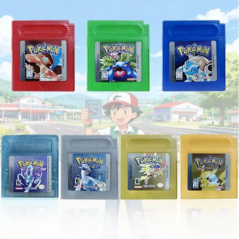 GBC 16-bit Game Video Game Cartridge Console Card Pokemon Red Blue Crystal Golden Green Silver Yellow with English