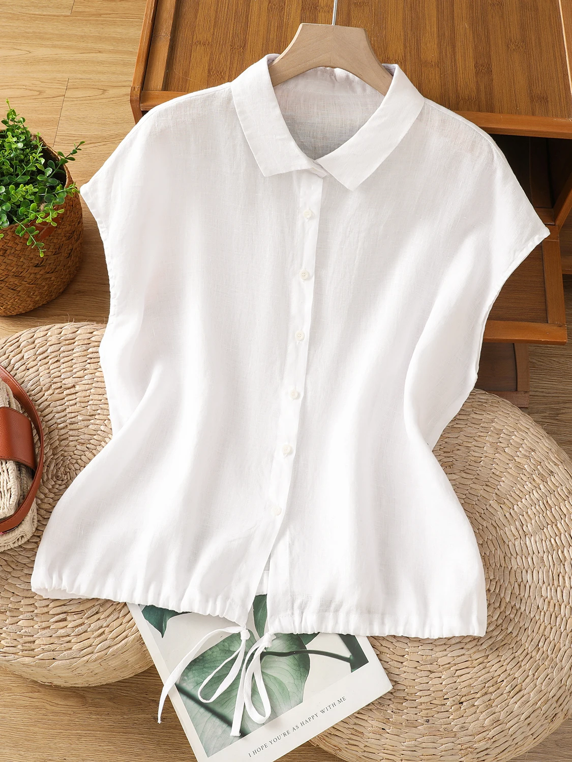 캐주얼 코튼 린넨 반팔 셔츠 여성 여름 대형 사이즈 루 - Short Linen Drawstring 리뷰 및 가격