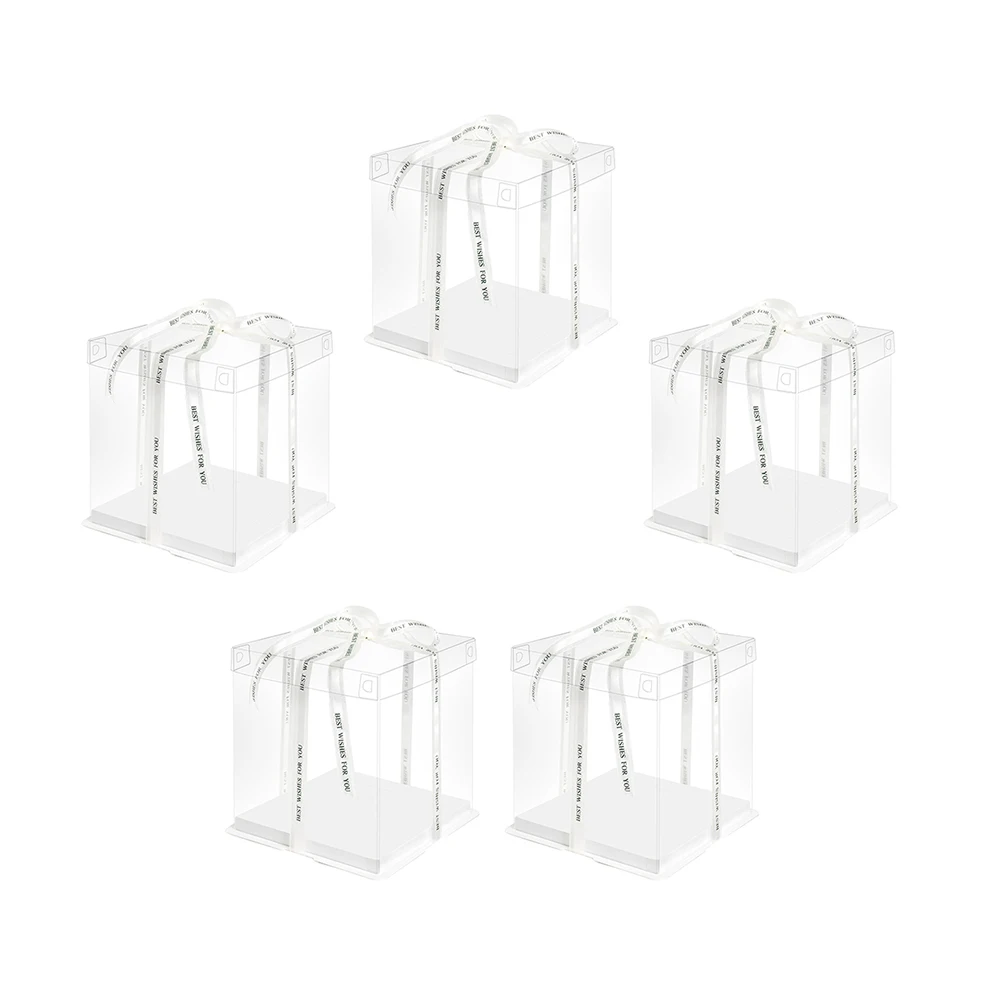 

5 шт., коробка на день рождения, портативная переноска для торта для путешествий, пикника, праздника, праздника, контейнер для хранения торта, прозрачный квадратный