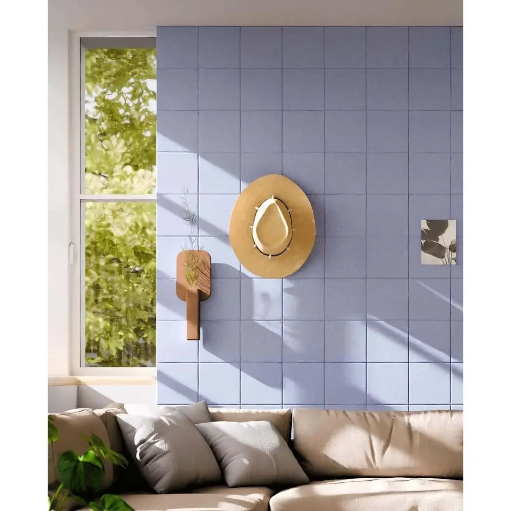 1 Pack Photo Display Felt Bulletin Board with Adhesive Noise Reducing Pin Board Sound Absorbing Bulletin Board Tile Wall Decor