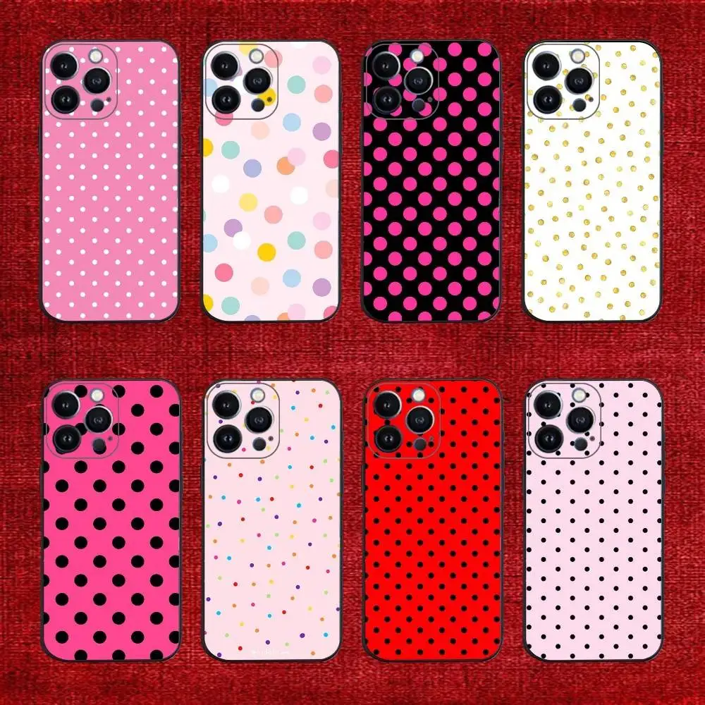

Clear polka dot Phone Case For iPhone 16e,16,15,14,13,12,11,Pro,X,XS,Max,XR,Plus,Mini Soft Black Cover